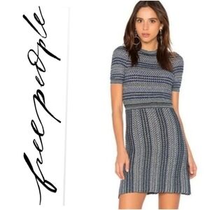Free People Into You Women's Knit Sweater Dress Green Blue Combo Size M